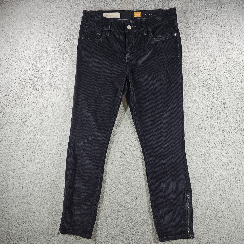 Pilcro and the Letterpress Stet Corduroy Pants Navy Blue Ankle Zip Womens 29